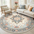 Area Rugs 6ft Washable Non-Slip, Floral Vintage Distress Print Pattern by RELEANY