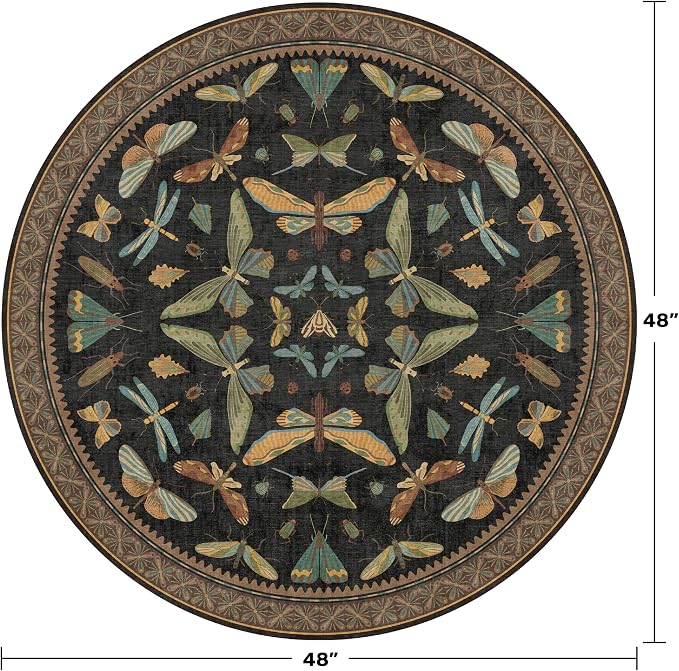 Black Boho 4ft Round Small Rugs - Image 2