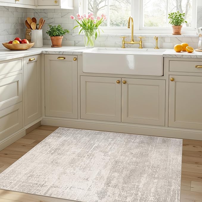Washable 3x4 Kitchen Area Rugs: Abstract Stain-Resistant Sink Rug Non-Slip - Image 6