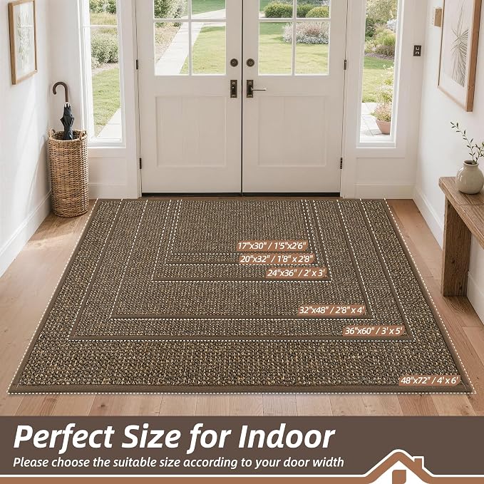 BEQHAUSE Dirt Trapper Door Mat 48" x 72", Non-Slip Washable Doormats, Low - Image 2