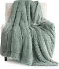 Bedsure GentleSoft Fuzzy Sherpa Faux Fur Twin Blanket Sage Green Cozy Gifts by BEDSURE