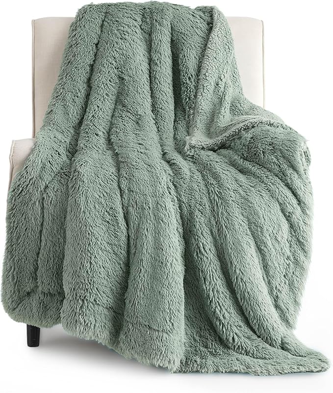 Bedsure GentleSoft Fluffy Sage Green Throw Blanket, Sage Green Decor by BEDSURE