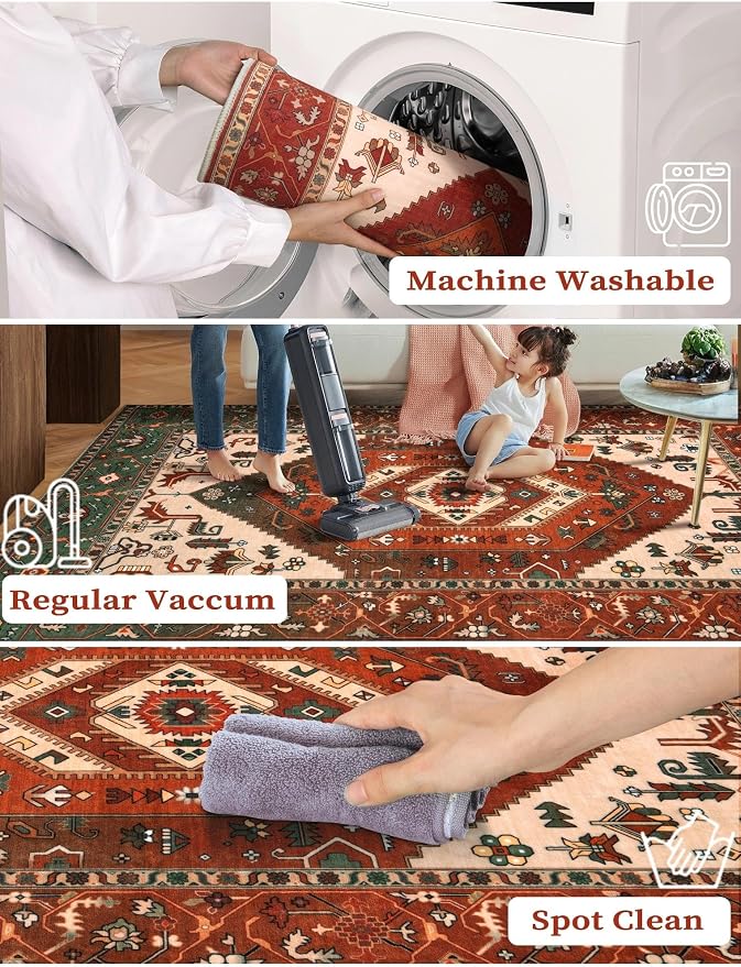 SERISSA 2'6"x10' Washable Non Slip Boho Runner Rug - Image 4