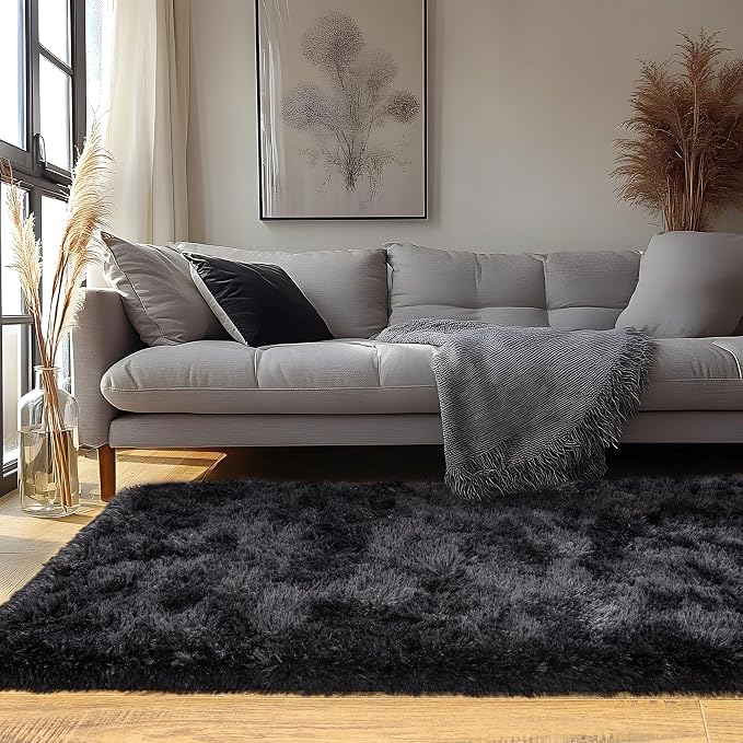 Black Runner Rug for Bedroom Hallways, 2x6 Fluffy Throw Area Rugs Non Slip for - Image 6