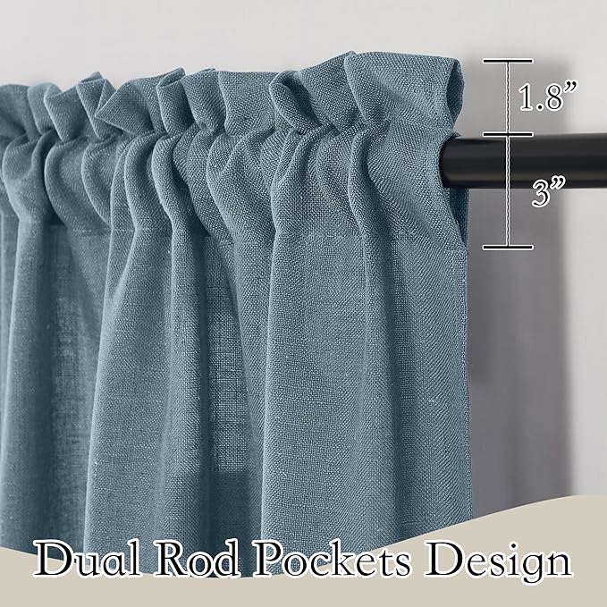 RYB HOME Bathroom Curtains Over Sink 36 inches Length, Linen Blend Semi Sheer - Image 2