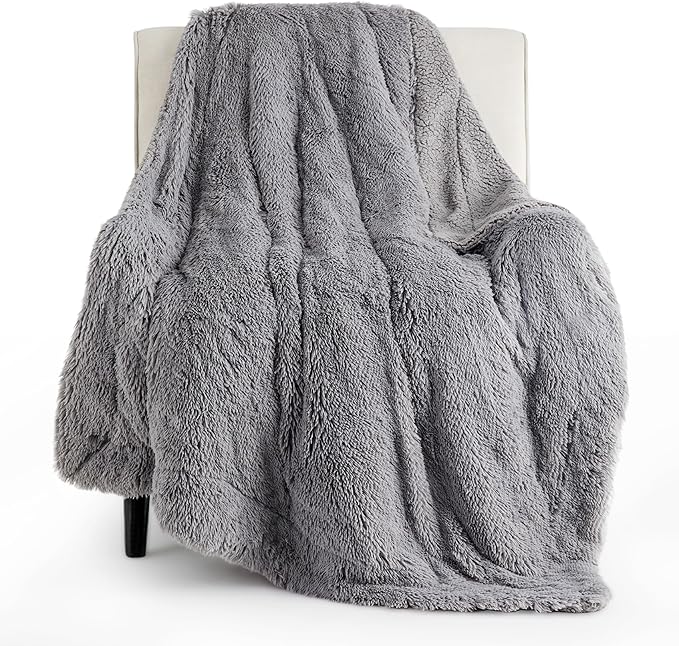 Bedsure GentleSoft Fluffy Grey Throw Blanket, Soft Sherpa Fleece Fuzzy Plush by Unknown