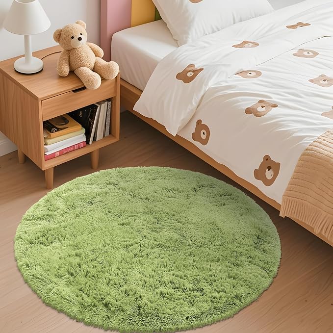 OLANLY Grass Green Round Rugs for Bedroom - Image 3