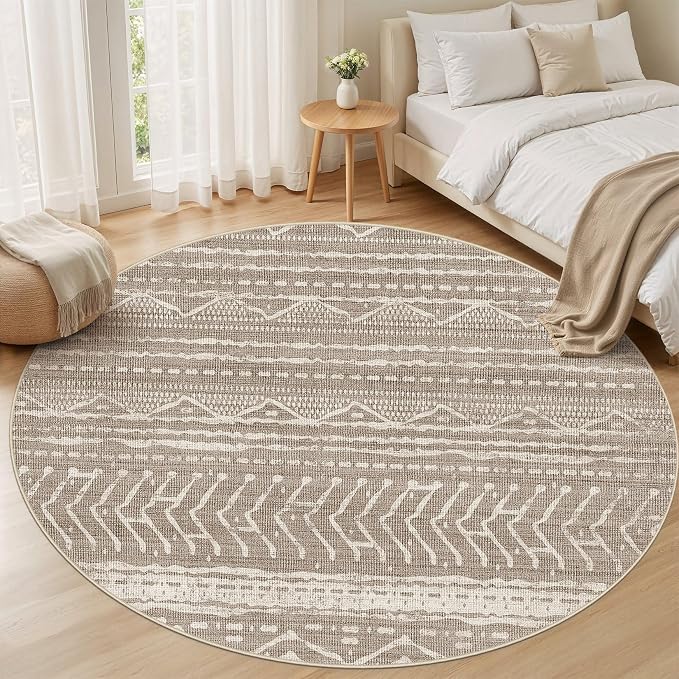 Nakagishi Area Rug Living Room Rugs: 4X4 Machine Washable Boho Large Neutral - Image 5