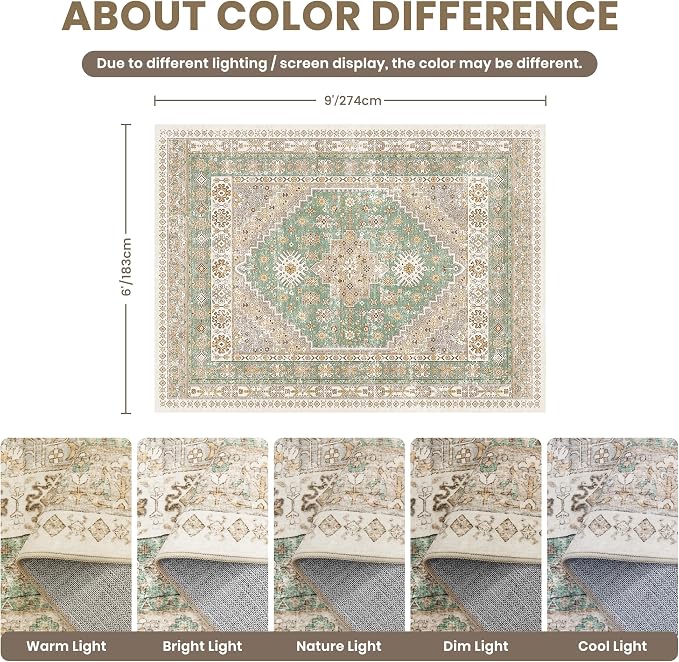 zesthome 6x9 Area Rug, Super Soft Washable Rugs - Image 2