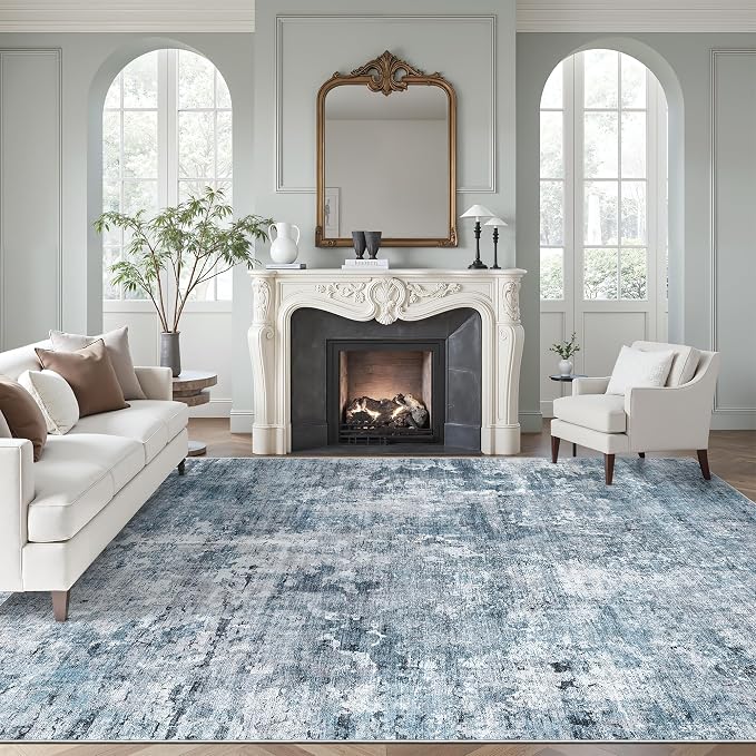 9x12 Area Rugs for Living Room, Abstract Non Slip Machine Washable Vintage Rugs by Soalmost