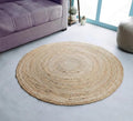 Hausattire Hand Woven Jute Braided Rug, 4’ Round – Natural, Reversible Boho by Hausattire