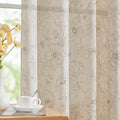 jinchan Floral Linen Curtains for Living Room 63 Inch Length Taupe Flower by JINCHAN