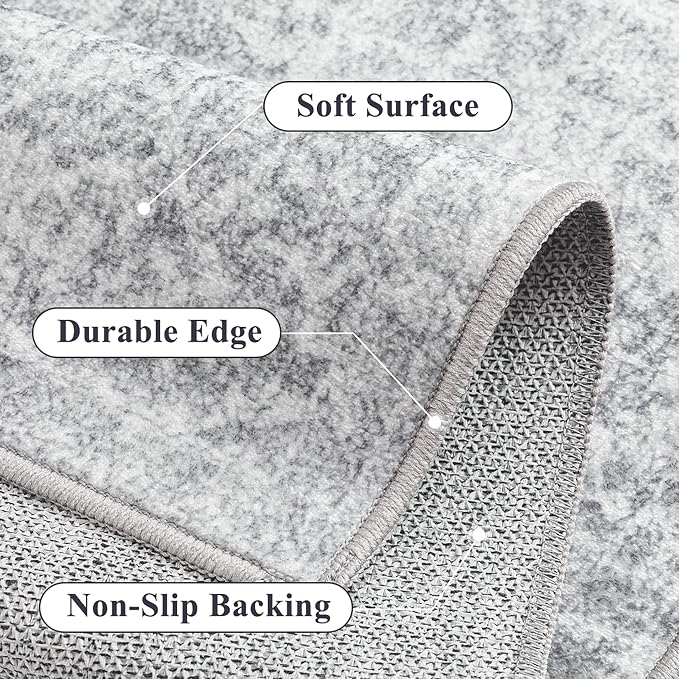 8x10 Area Rug Washable Vintage Living Room Carpet Large Indoor Non Slip Grey - Image 6