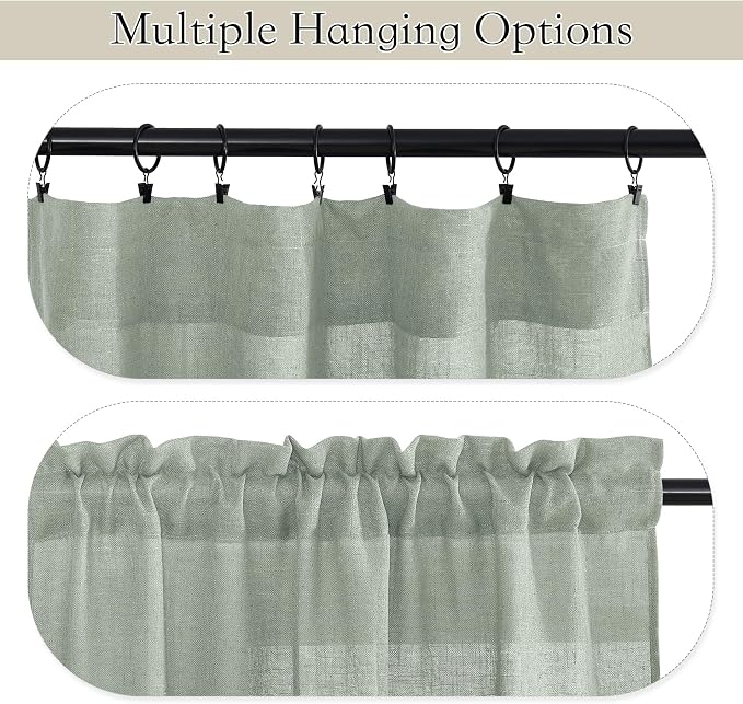 RYB HOME Cafe Curtains 24 inches Length, Linen Sheer Short Curtains - Image 3