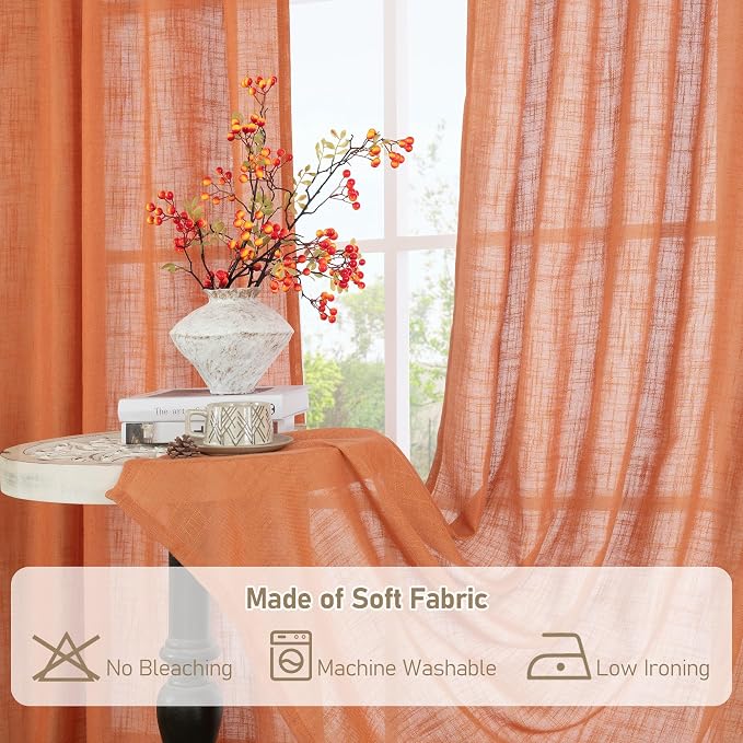 LAMIT 36 Inch Length Linen Curtains - Image 8
