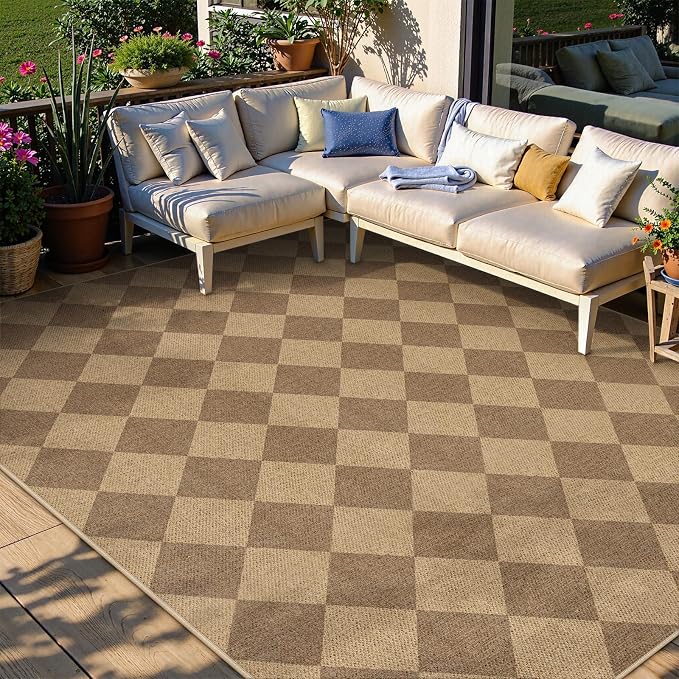 Lahome Colette Checkered Easy Jute 6x9 Rug, Large Rugs - Image 2