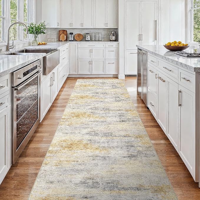 3x15 Washable Kitchen Runner Rug: Modern Abstract Runners - Image 2