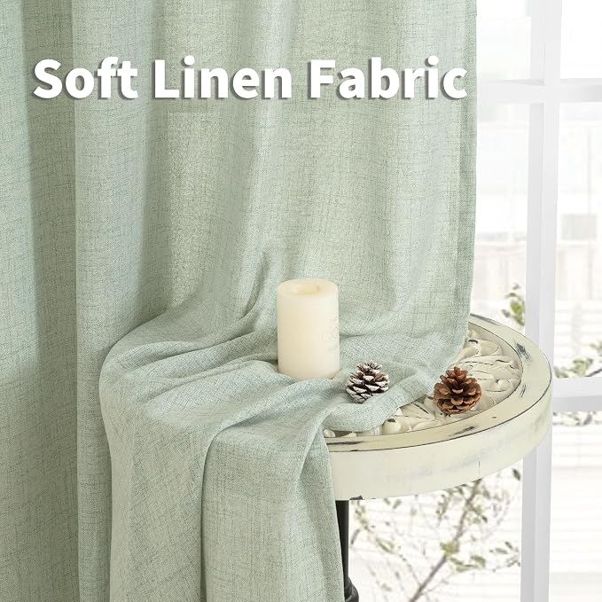 YoungsTex Sage Green Linen Curtains 68 Inch Length - Image 7
