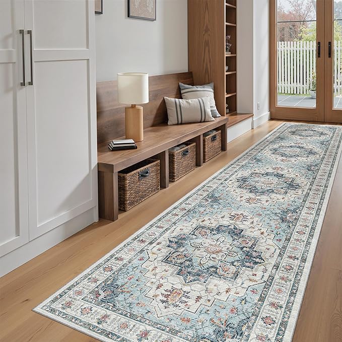 Madane Hallway Runner Rug 2'6''x12' Kitchen Runner, Non Slip Vintage Runners by Madane
