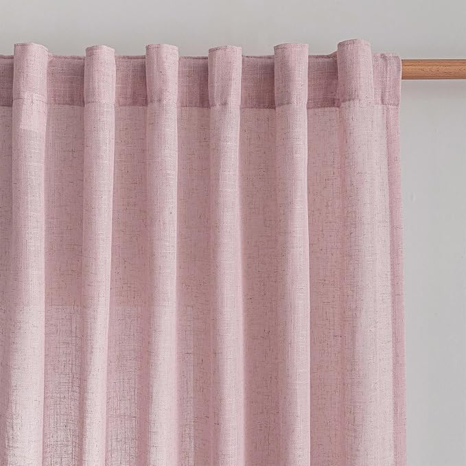 MYSKY HOME Pink Curtains for Girls Bedroom Living Room Semi Sheer Light - Image 2