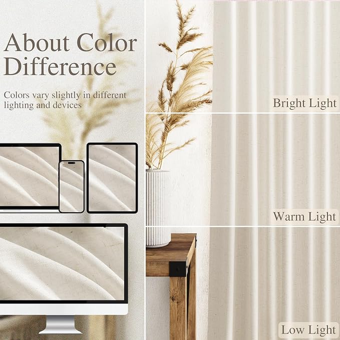 Nanspring Modern Linen Curtains 96 Inches Long - Image 3