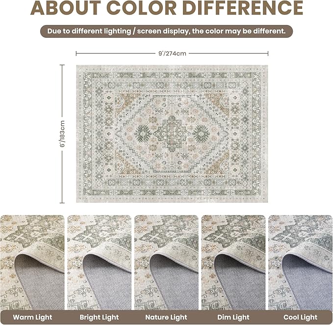 zesthome 6x9 Area Rug, Super Soft Washable Rugs - Image 2