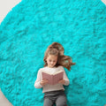 OLANLY Teal Blue Round Rugs for Bedroom by OLANLY