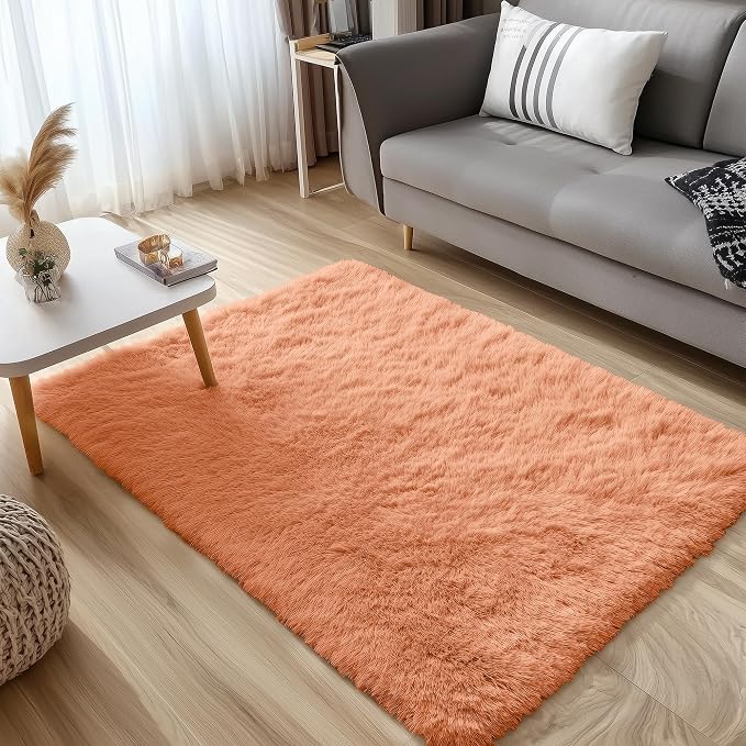 OLANLY 3x5 Machine Washable Small Bedside Rug, Soft Fluffy Shaggy Rugs - Image 3
