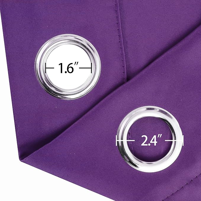 LEMOMO Purple Blackout Curtains 34 x 54 Inch Length/Set of 2 Curtain - Image 6