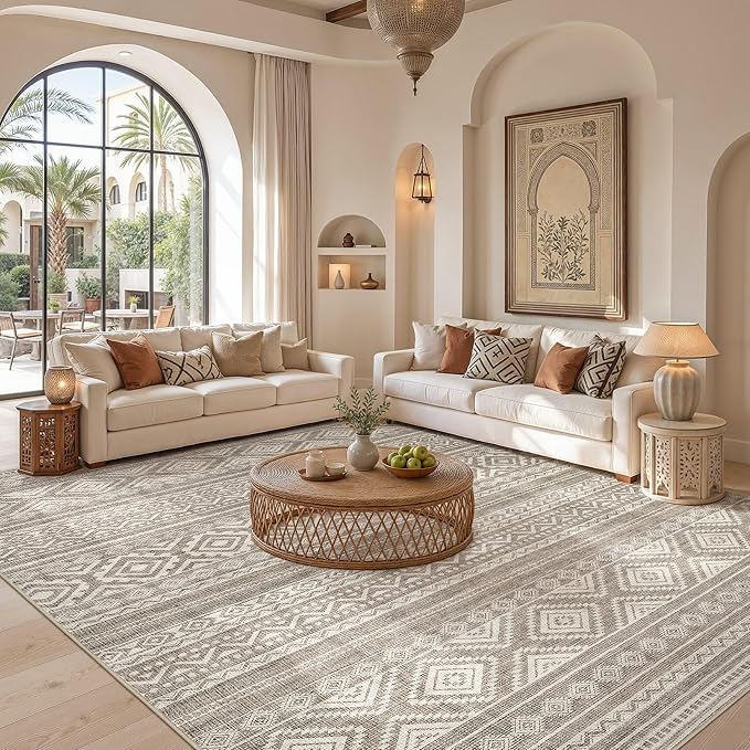 cotiled Boho 12x15 Area Rug for Living Room: Large Moroccan Washable Rug | - Image 4