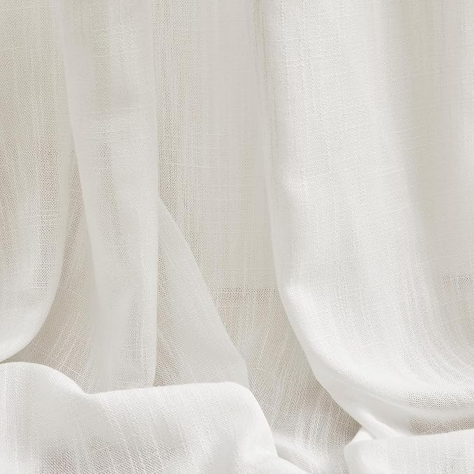 MYSKY HOME Natural Living Room Curtains Boho Semi Sheers Light Filtering Back - Image 8
