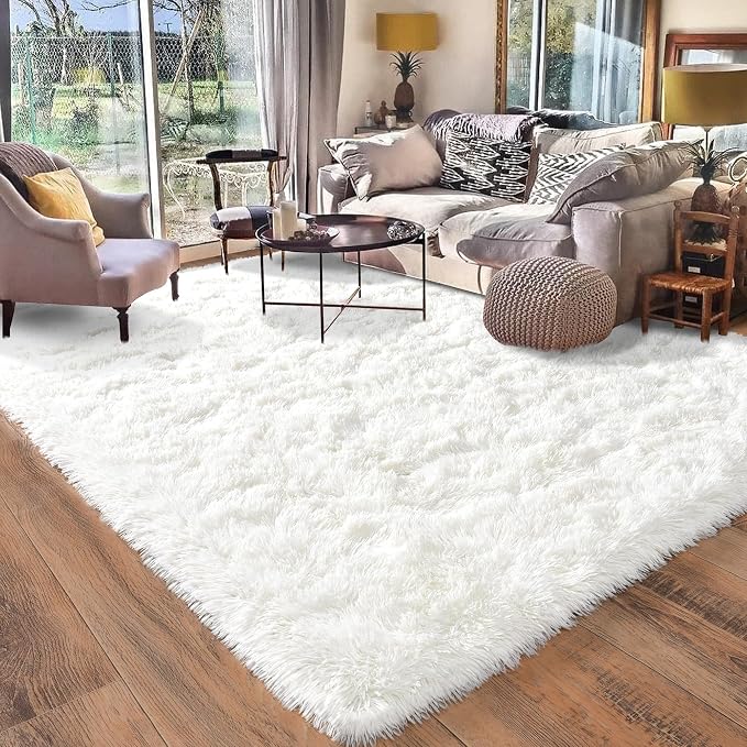 Rugs for Living Room 8x10, Soft Shaggy Modern Shag Area Rug for Bedroom by Quntue