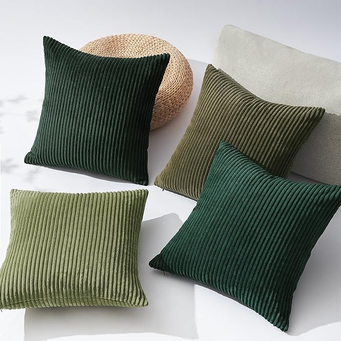 Topfinel Dark Green Euro Shams Decorative Throw Pillow Covers 22x22 Inch Set of - Image 3