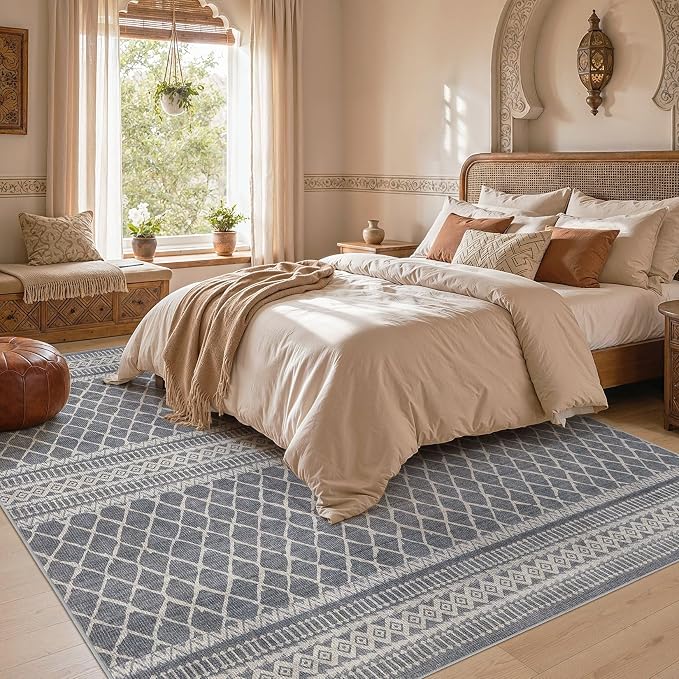 cotiled Boho 5x8 Area Rugs for Living Room: Soft Moroccan Washable Rug | Solve - Image 5