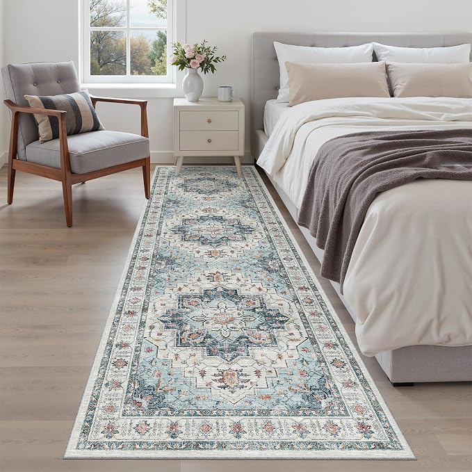 Madane Runner Rug 2'6''x8' Kitchen Runner, Hallway Runner Vintage Washable Rugs - Image 2