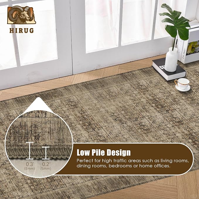 Washable Area Rug 2'6'' x 8' Vintage Traditional Persian Mat - Image 5