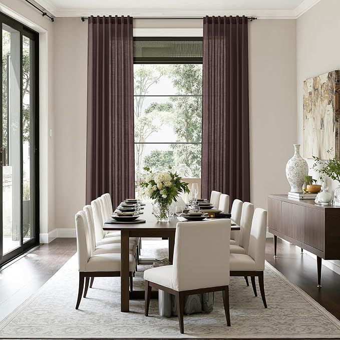 Coffee Brown Linen Curtains for Living Room 126 Inches Long Light Filtering - Image 6