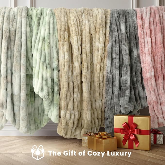 Ultra Soft Cozy Faux Fur Throw Blanket, Fuzzy Plush Thick Fur Blanket, Oversize - Image 7