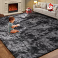KNZE 9X12 Feet High Pile Tie-Dye Rug, Dark Grey, Area Rug by KNZE