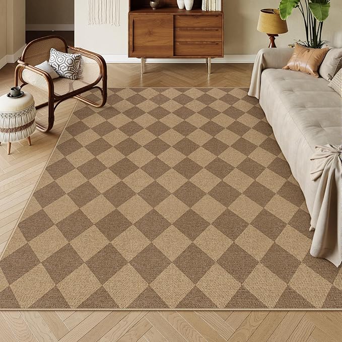 Lahome Colette Checkered Easy Jute 6x9 Rug, Large Rugs by Lahome