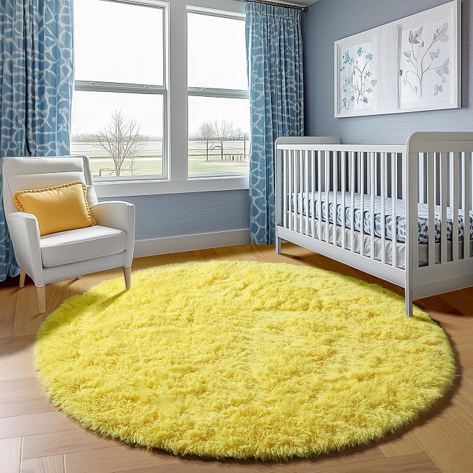 ONASAR Yellow Round Area Rugs 4ft - Image 8