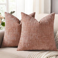 decorUhome Summer Pink Chenille Euro Sham Throw Pillow Covers 26x26 Set of 2 by decorUhome