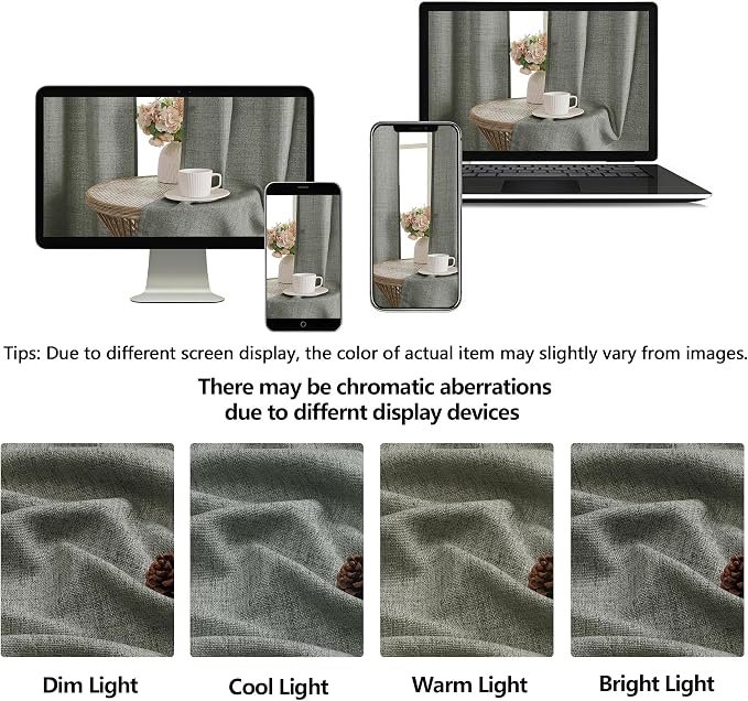 OWENIE Dark Grey Valances for Windows 1 Pcs, Light Filtering Textured Farmhouse - Image 9