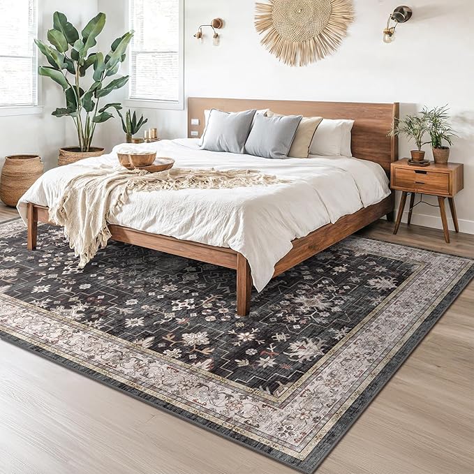 Black Farmhouse Washable 8x10 Area Rugs - Image 6