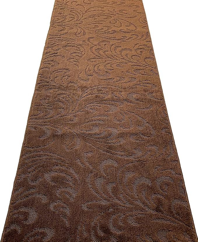 Custom Length Hallway Runner Rug, Slip Resistant, Floral Brown, 26 Inch X 23 - Image 6