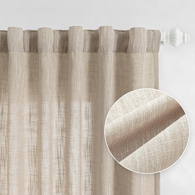 MYSKY HOME Curtains for Kitchen Windows, Sheer Curtains 63 Inch Length for by MYSKYHOME