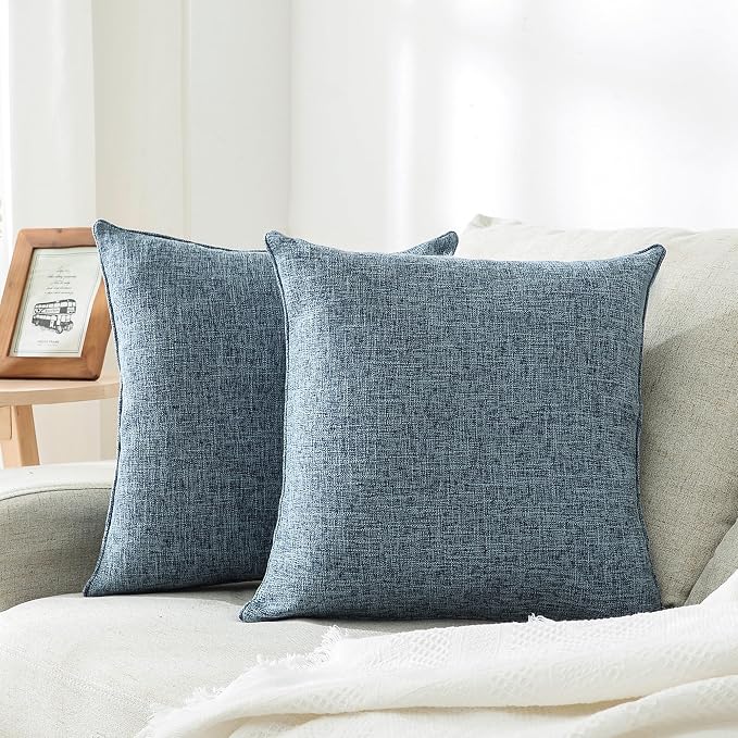 HPUK Linen Throw Pillow Covers Pack of 2, 18x18 Inch Accent Cushion Covers by HPUK