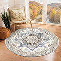 OPPODREAM Soft Round Rug 4ft, Neutral Washable Circle Rug 4ft by OPPODREAM