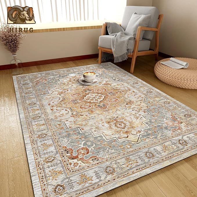 Washable Area Rug 8' x 10' Vintage Traditional Persian Mat - Image 4