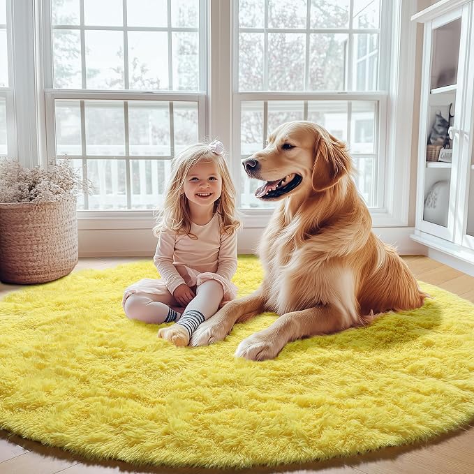 ONASAR Yellow Round Area Rugs 4ft - Image 5